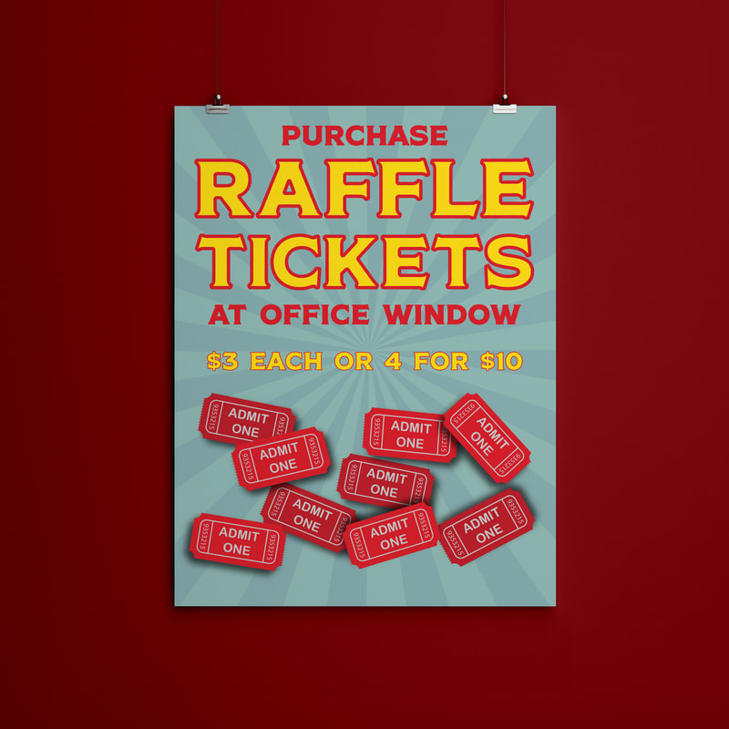 This is a photo of ticket signage designed by Emmy for a school carnival. 